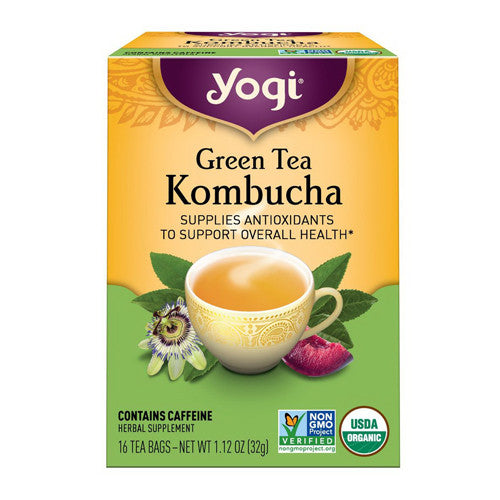 Yogi Green Tea Kombucha Herbal Supplement Tea Bags - 16 Ea
